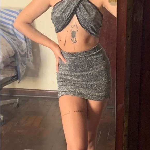 NEW NWOT 2 piece co ord metallic wrap top & skirt - Picture 4 of 12